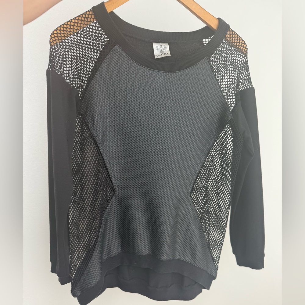 White House Black Market Black Mesh Sweatshirt